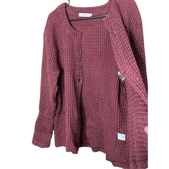 Mododoc Los‎ Angeles Maroon Textured Sweater Cardigan Size XL - Picture 7 of 9